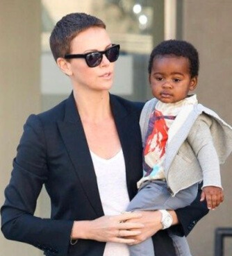 Jackson Theron with her mother Charlize Theron